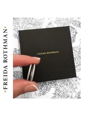 Freida Rothman Size 5.5 FR 925 Sterling Silver Pave Stacking Rings Set of (2)